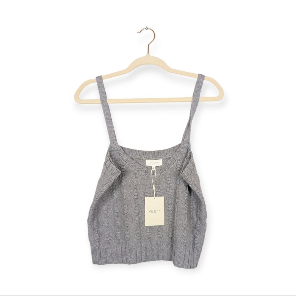 NWT Weekend Los Angeles Dusty Blue Sweater Knit Tank Top Size L